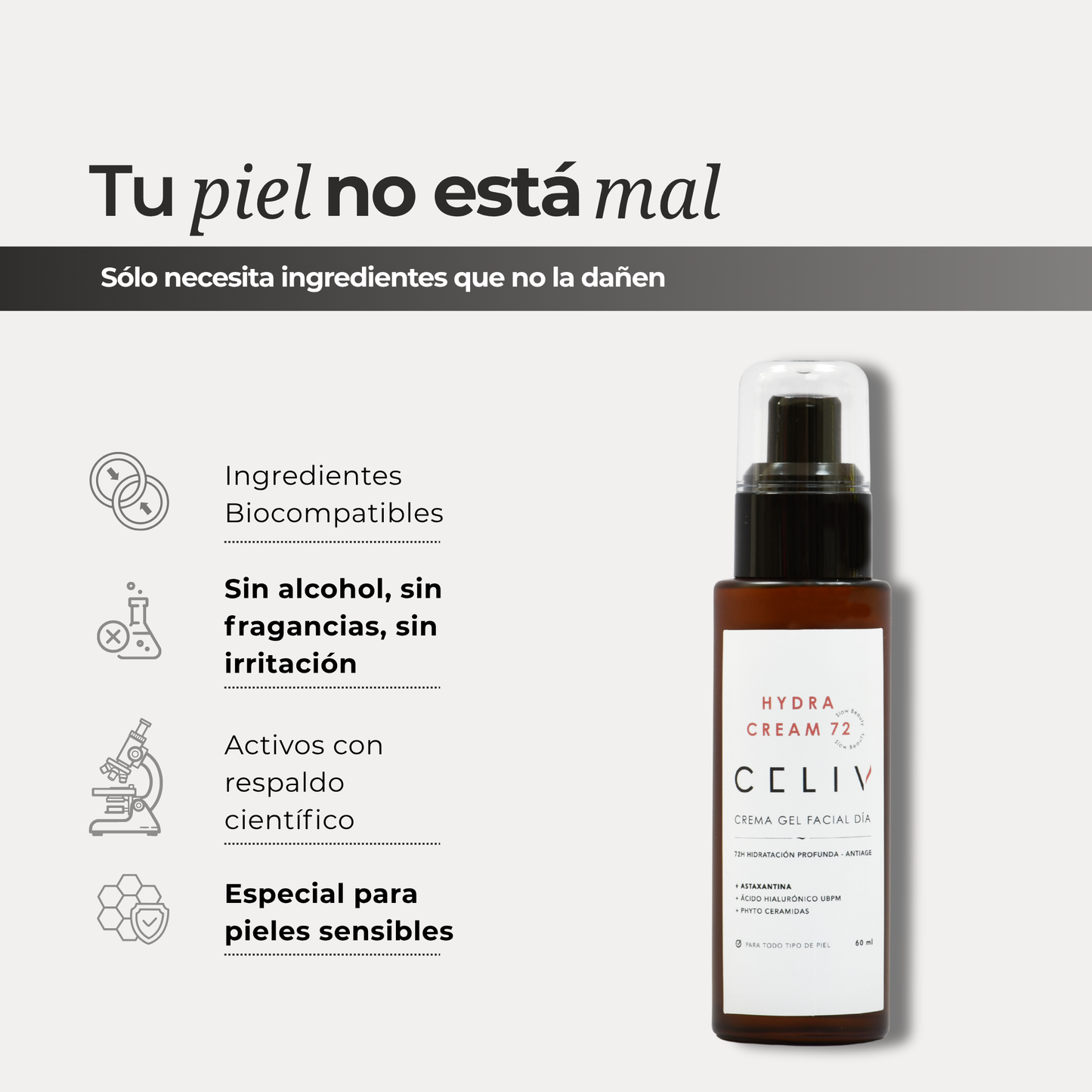 Crema Facial Hidratante AM - Hydra Cream 72  [60 ml]