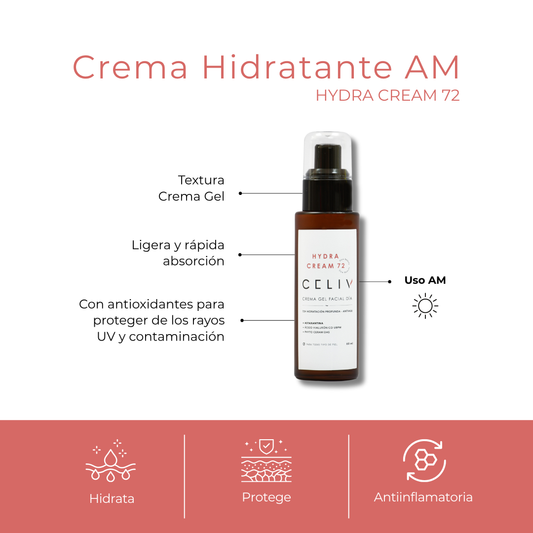 Crema Facial Hidratante AM - Hydra Cream 72  [60 ml]