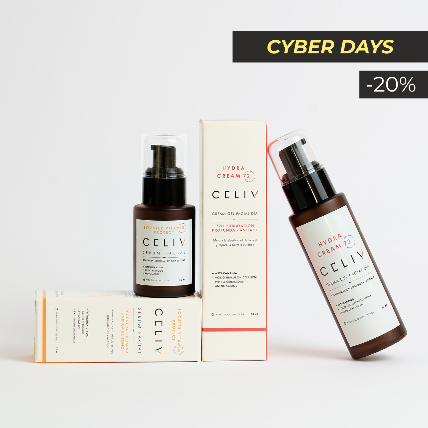 PACK DEFENSA ANTIAGE: Sérum Vitamina C + Crema Hidratante AM